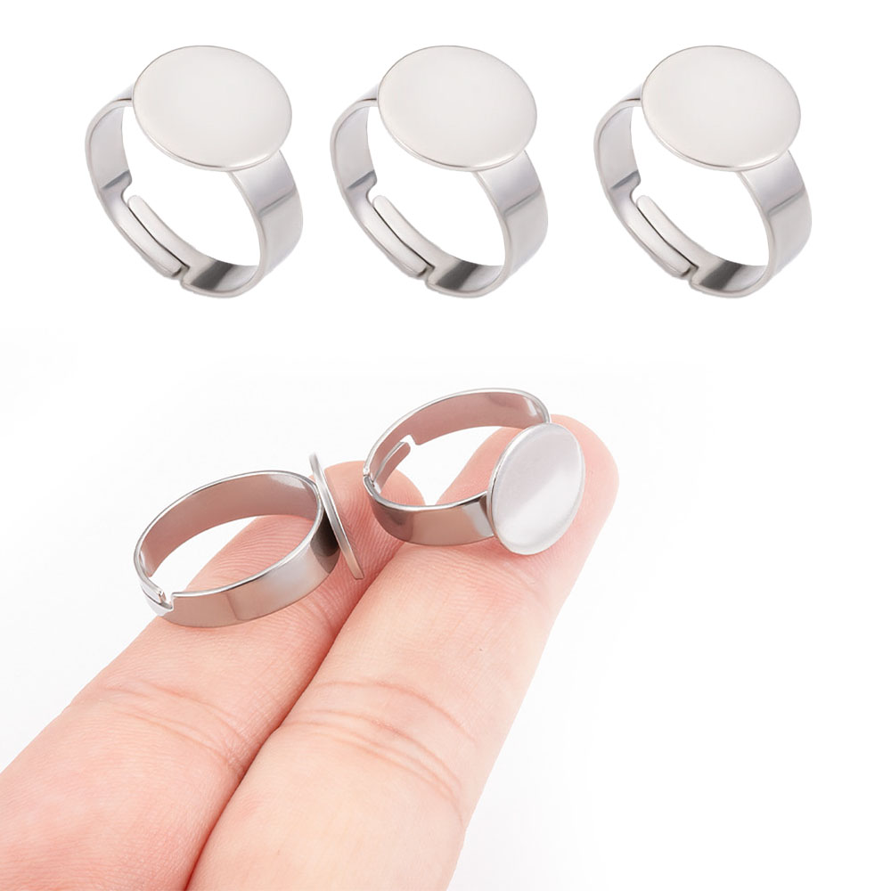 Ring Blank Adjustable - 10 Pieces Stainless Steel Rings Adjustable