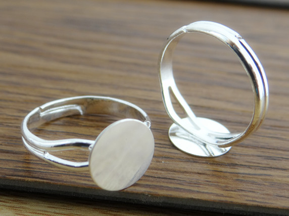 Ring Blank Adjustable - 6/8/10/12mm 10pcs Silver Plated Bronze Brass