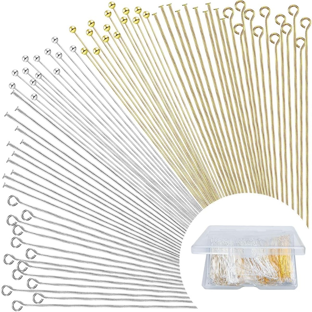 Jewelry Making Head Pins - 600pcs Flat Head Eye Bead Pins