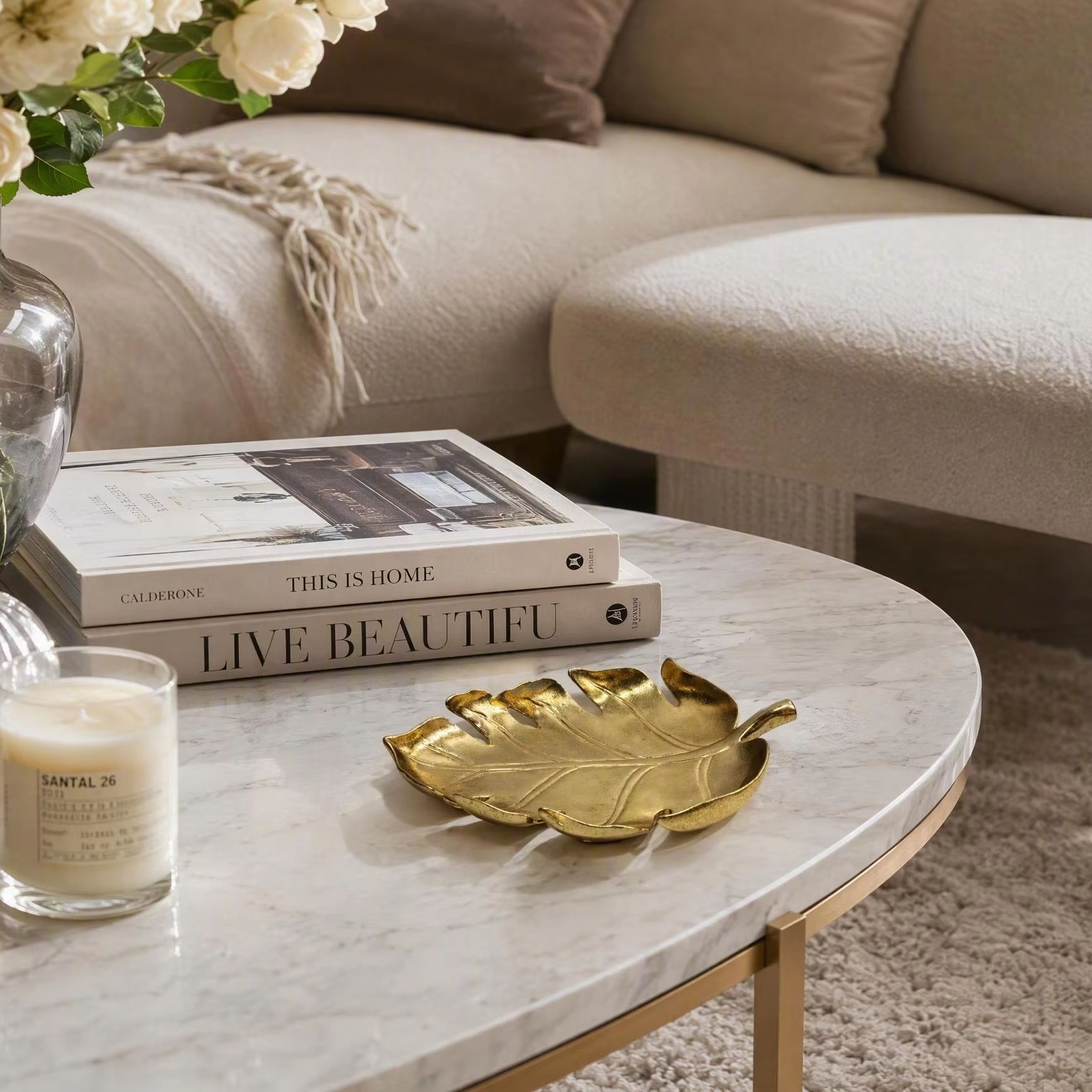 Jewelry Making Desk - Light Luxury Golden Leaf Storage Tray,