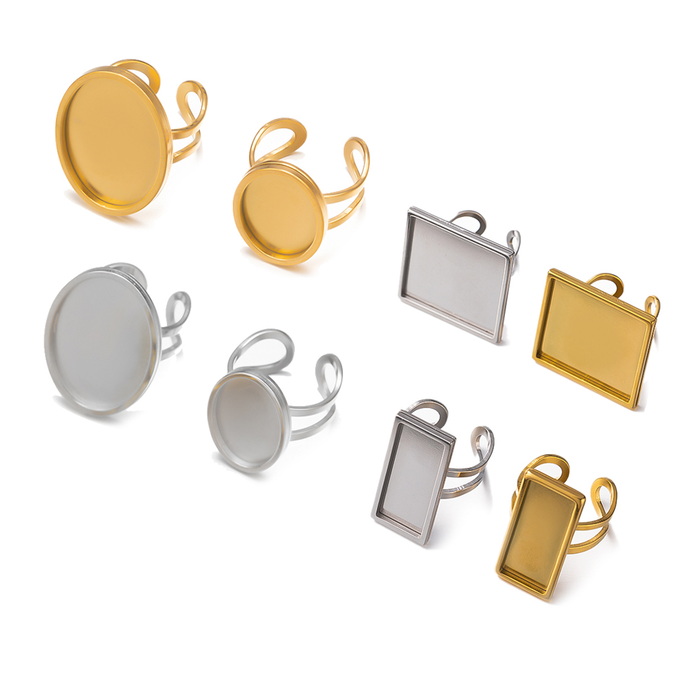 4Pcs Stainless Steel Golden Bl - Ring Blank Adjustable review and price