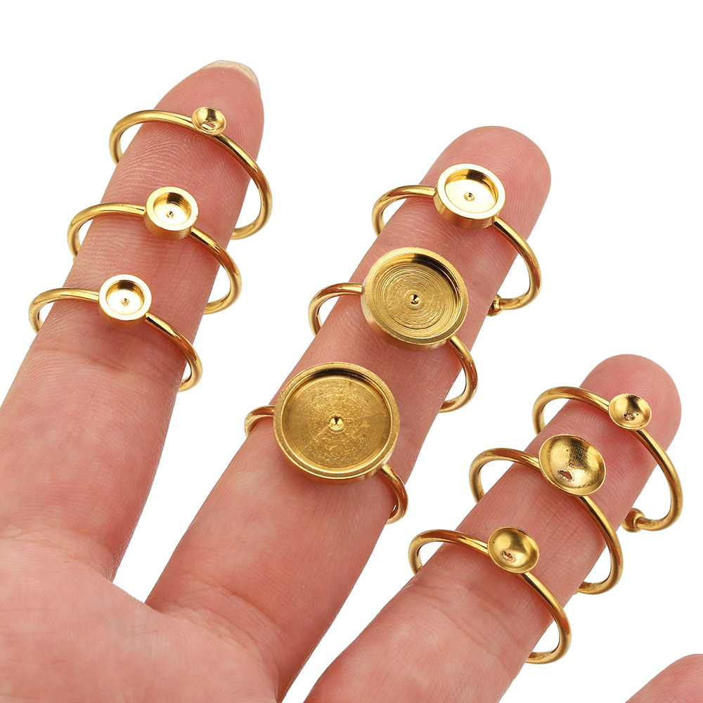 10pcs Stainless Steel Round Ad - Ring Blank Adjustable review and price