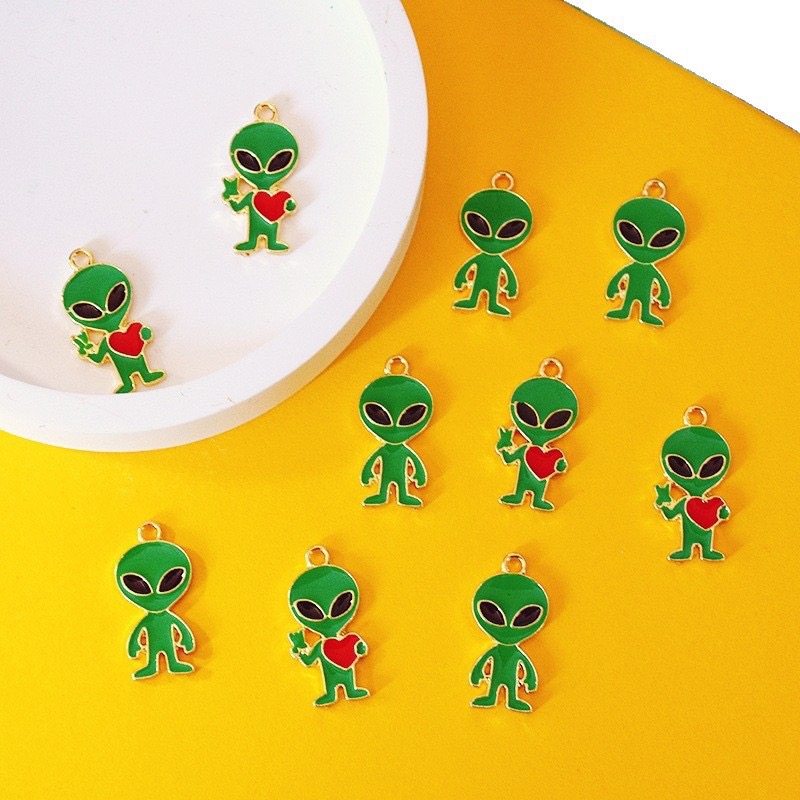 10pcs Simple Alien Alloy Drip  - Jewelry Making Pendants review and price