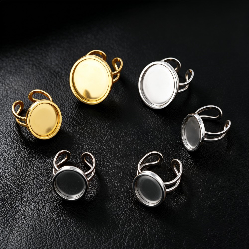 2pcs Stainless Steel Square Fl - Ring Blank Adjustable review and price