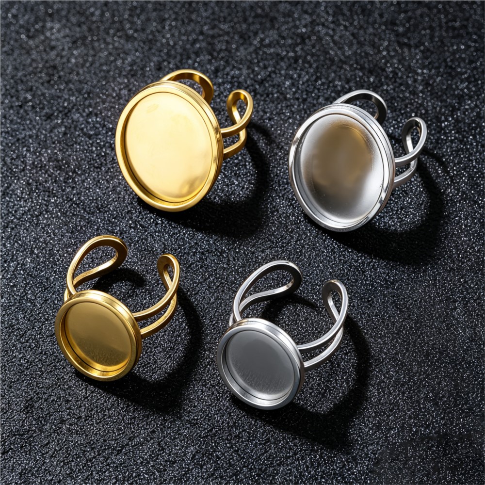 2pcs Stainless Steel Square Fl - Ring Blank Adjustable review and price