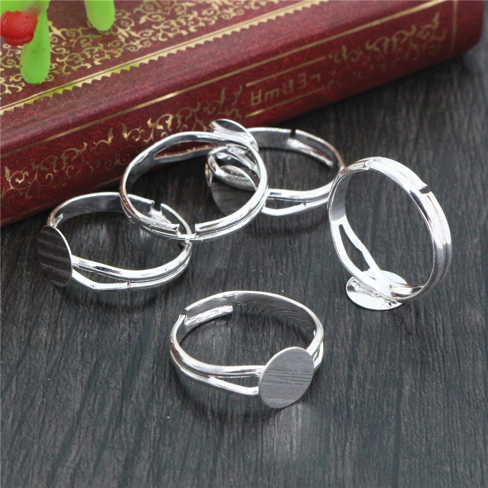 6/8/10/12mm 10pcs Silver Plate - Ring Blank Adjustable review and price