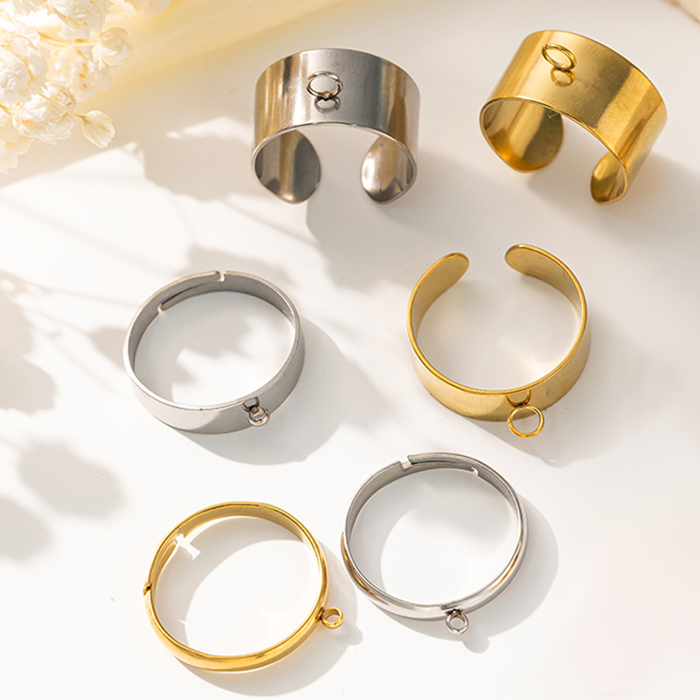 5pcs/Lot Stainless Steel Gold  - Ring Blank Adjustable review and price