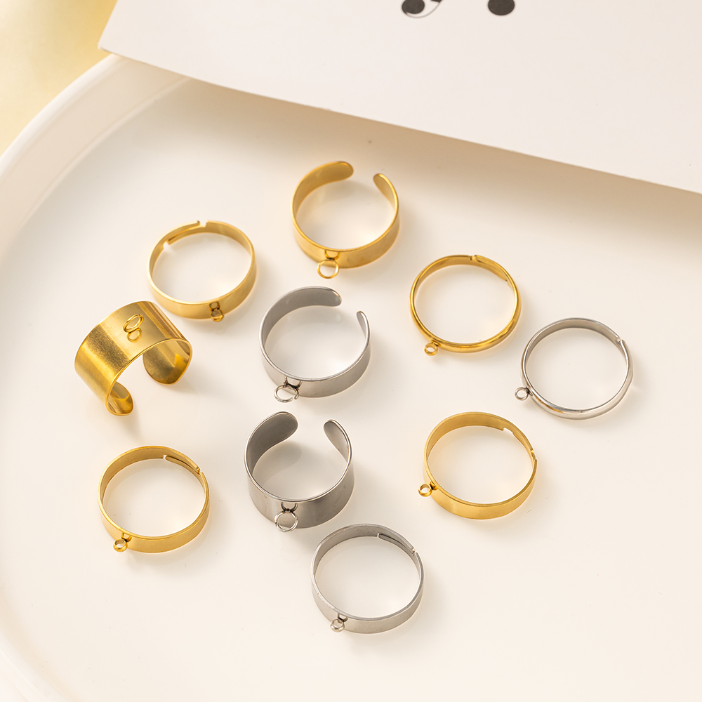 5pcs/Lot Stainless Steel Gold  - Ring Blank Adjustable review and price
