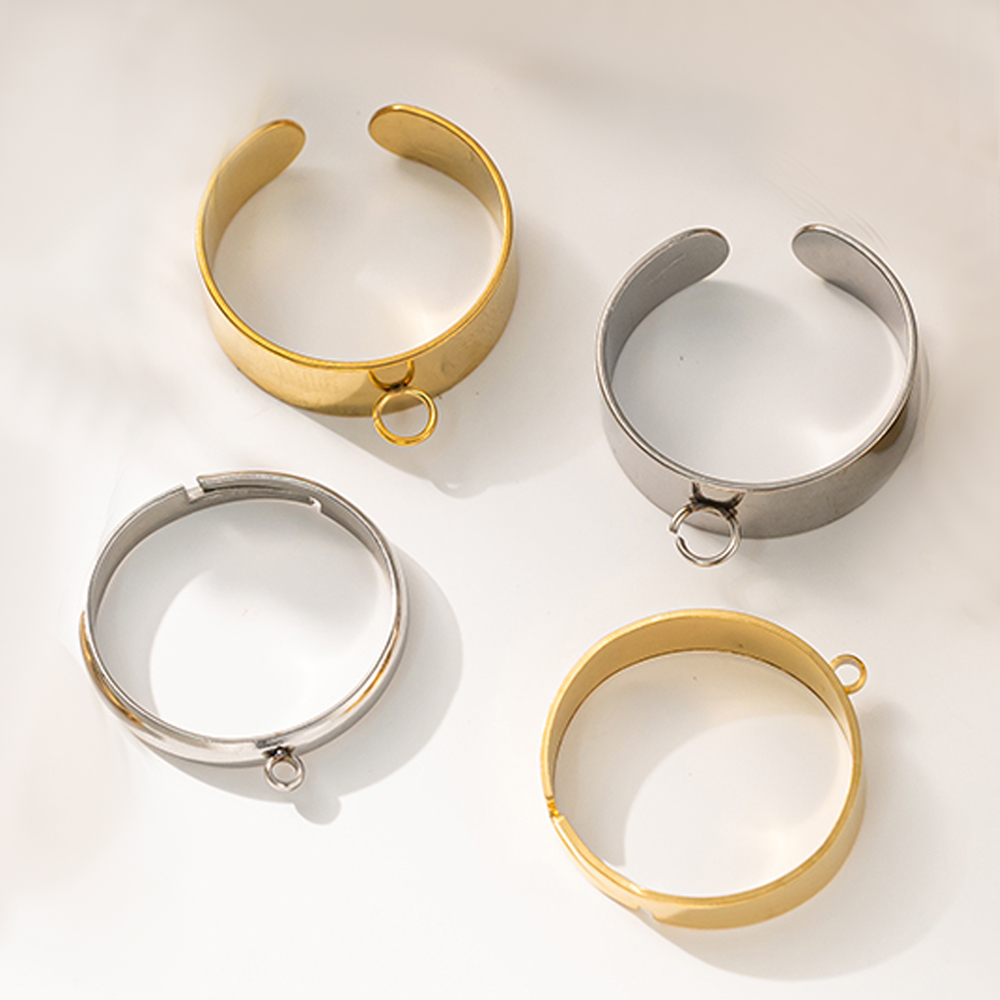 5pcs/Lot Stainless Steel Gold  - Ring Blank Adjustable review and price