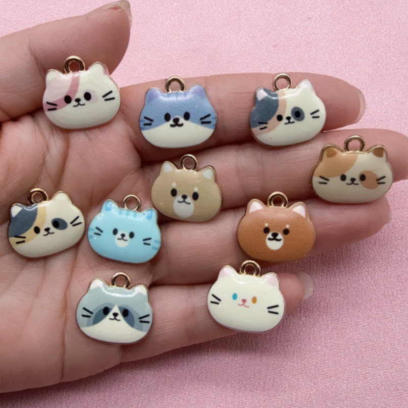 12pcs Printed Cat Head Alloy D - Jewelry Making Pendants review and price