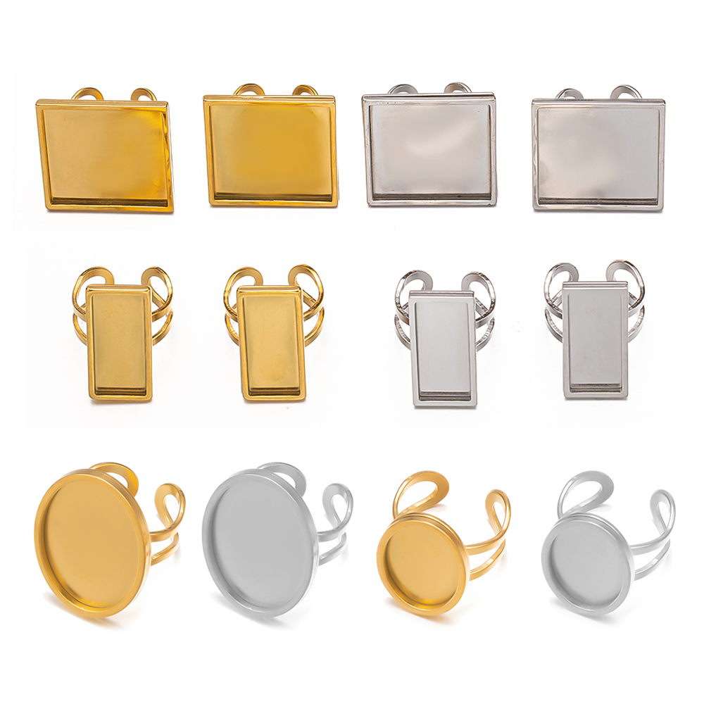 4Pcs  Stainless Steel Square O - Ring Blank Adjustable review and price