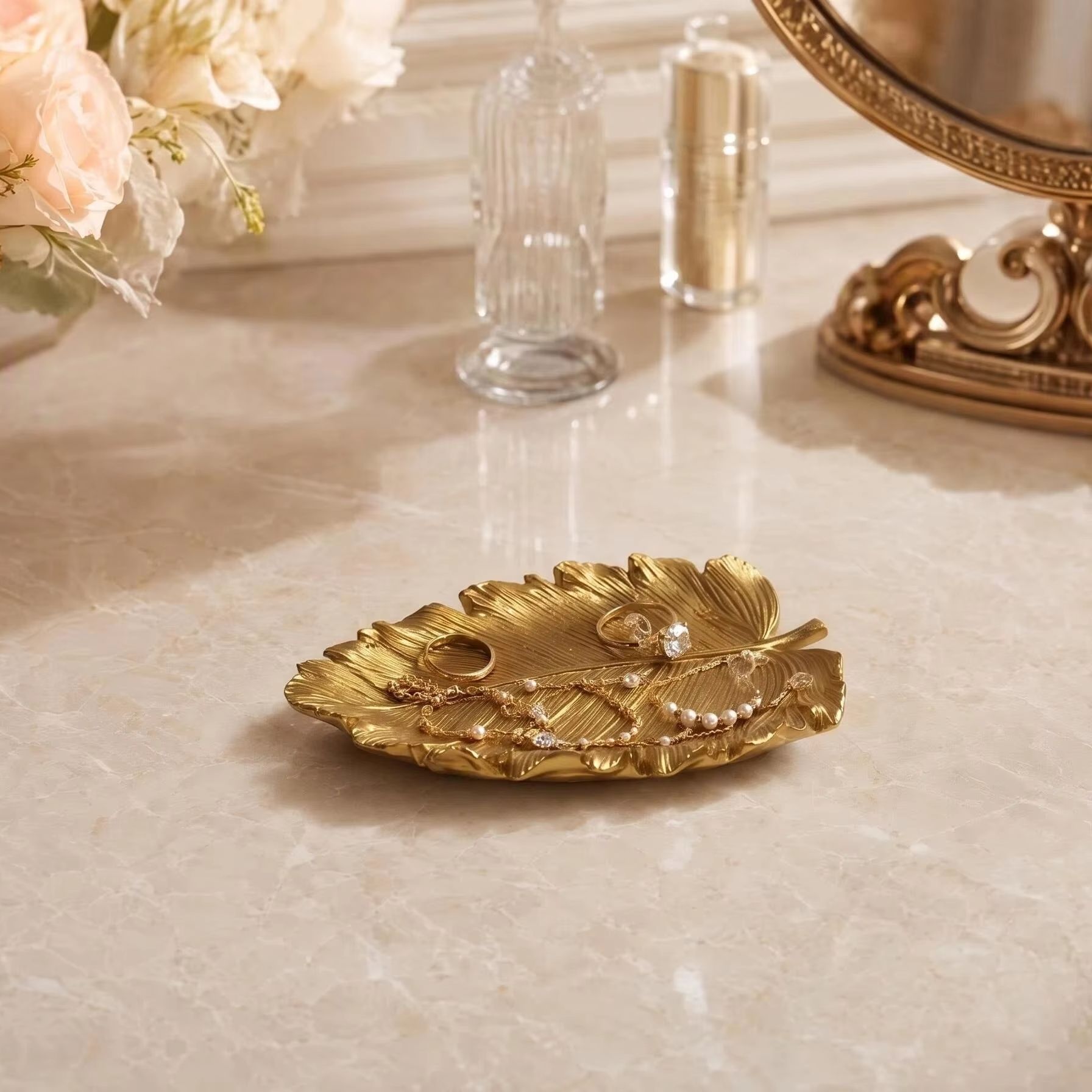 Light Luxury Golden Leaf Stora - Jewelry Making Desk review and price
